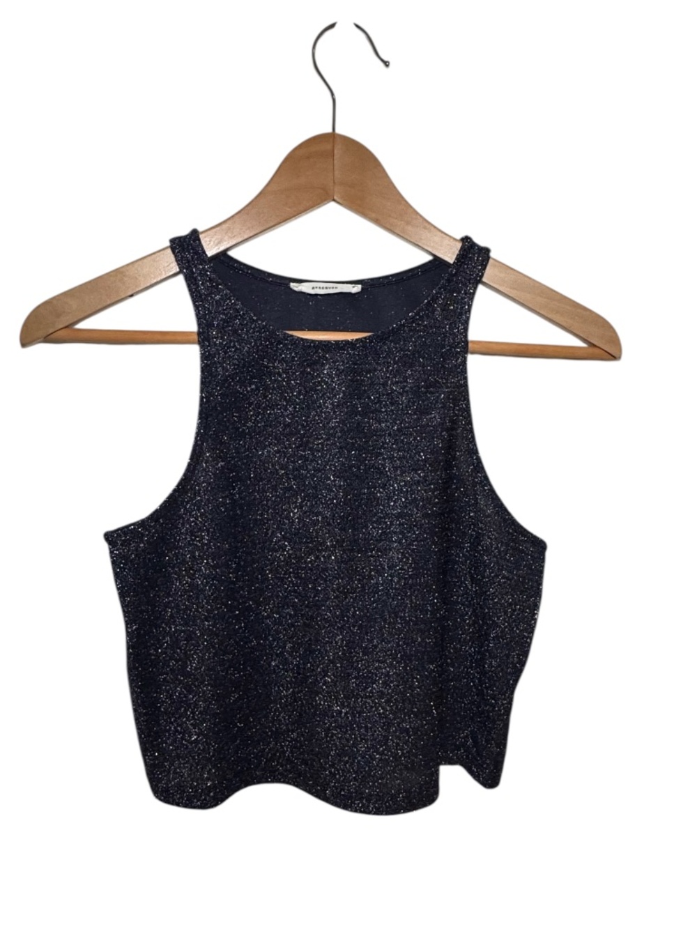 RESERVED navy blue and silver sparkle tank top - fits xs (no tag)